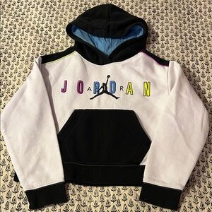 Jordan Kids' Black and White Hoodie with Colorful Accents